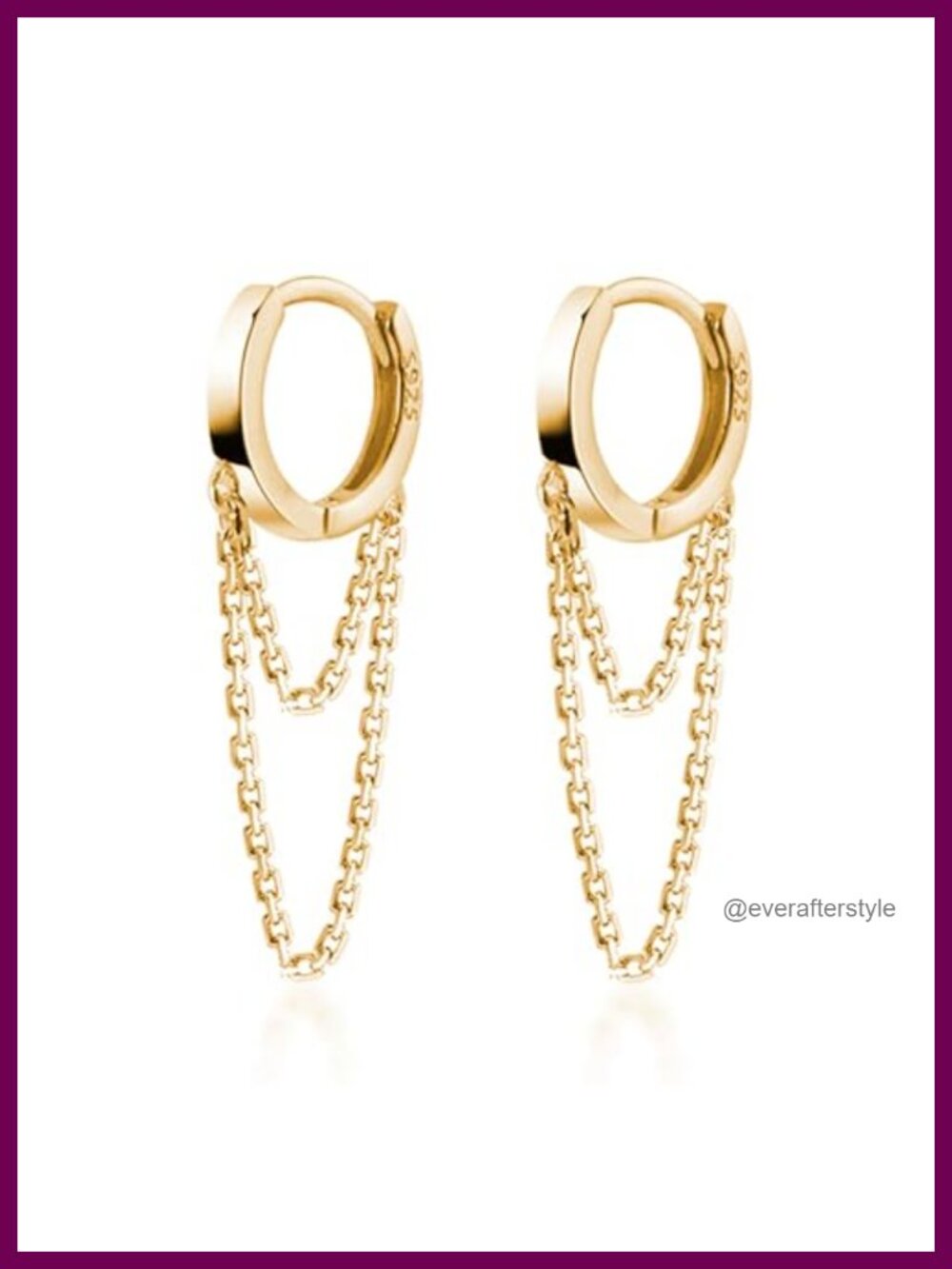 Sterling Silver Chain Dangle Hoop Earrings for Women Hypoallergenic 925